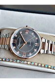 Ferrucci Rose Gold Gümüş Renk Roma Rakamlı Sade Model Çelik Kordon Kadın Kol Saati + BİLEKLİK thumbnail 1