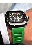 Navimarine Yeşil Renk Fonksiyonlu Spor Silikon Kare Erkek Kol Saati + BİLEKLİK HEDİYELİ thumbnail 5