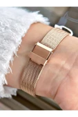 Chaperone Rose Gold Renk Şık Dizayn Hasır Kordon Kadın Kol Saati + Bileklik Hediyeli thumbnail 3