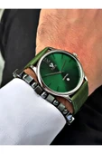 Fiesta Yeşil Renk Kayışlı Model Safir Cam Çelik Kasa Deri Kordon Erkek Kol Saati + BİLEKLİK HEDİYELİ thumbnail 3