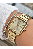 Ferrucci Altın Renk Kare Sade Model Büyük Kasa Kadın Kol Saati + BİLEKLİK thumbnail 1