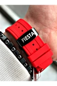 Fiesta Kırmızı Renk Spor Silikon Kare Çelik Kasa Otomatik Business Erkek Kol Saati + BİLEKLİK thumbnail 6