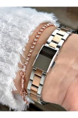 Ferrucci Rose Gold Gümüş Renk Sade Model Çelik Kordon Kadın Kol Saati + BİLEKLİK HEDİYELİ thumbnail 3