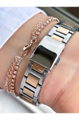 Ferrucci Rose Gold Gümüş Renk Rose Gold Kasa Kalpli Model Kadın Kol Saati + Bileklik Hediyeli thumbnail 4