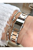 Ferrucci Rose Gold Gümüş Renk Sade Taşlı Model  Garantili Kadın Kol Saati + BİLEKLİK thumbnail 3
