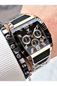 Fiesta Siyah Renk Kare Aynalı Model Çelik Business Erkek Kol Saati + BİLEKLİK thumbnail 5