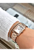Ferrucci Rose Gold Renk Kare Taşlı Model Çelik Kordon Kadın Kol Saati + BİLEKLİK thumbnail 2