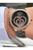 Ferrucci Füme Renk Rose Gold Kasa Kalpli Model Kadın Kol Saati + Bileklik Hediyeli thumbnail 2