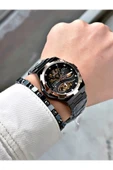 Reward Siyah Renk Kabe Desen Otomatik Mekanizma Erkek Kol Saati + BİLEKLİK thumbnail 2