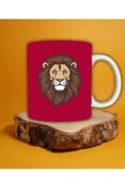 Sarı-Kırmızı 10 Numara Aslan Baskılı Kişiye Özel Hediye Kupa Bardak Kahve Bardağı Mug thumbnail 2