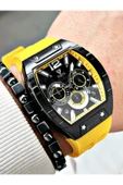Fiesta Sarı Renk Silikon Fonksiyonlu Çelik Kasa Business Erkek Kol Saati + BİLEKLİK thumbnail 1