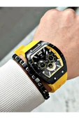 Fiesta Sarı Renk Silikon Fonksiyonlu Çelik Kasa Business Erkek Kol Saati + BİLEKLİK thumbnail 2