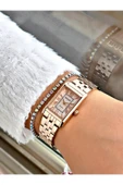 Ferrucci Rose Gold Renk Kare Model Roma Rakamlı Çelik Kordon Kadın Kol Saati + BİLEKLİK thumbnail 2