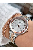 Ferrucci Rose Gold Gümüş Renk Sade Model Çelik Kordon Kadın Kol Saati + BİLEKLİK HEDİYELİ thumbnail 1