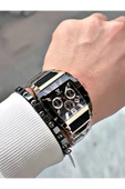 Fiesta Siyah Renk Kare Aynalı Model Çelik Business Erkek Kol Saati + BİLEKLİK thumbnail 4