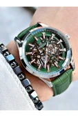 Reward Yeşil Renk Deri Kordon İskelet Model Otomatik Erkek Kol Saati + BİLEKLİK thumbnail 3