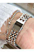 Ferrucci Rose Gold Gümüş Renk Taşlı Model Şık Tasarım Garantili Çelik Kordon Kadın Kol Saati + BİLEKLİK thumbnail 3