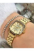 Ferrucci Altın Gold Renk Gold Kadran Klasik Sade Model Kadın Kol Saati Taşlı Bileklik Hediyeli thumbnail 1