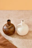 Akkoyunlu home 2'li Top Modern Dekoratif Pinterest Vazo Seramik Dekorasyon Çiçeklik Vazo Beyaz-Kahve thumbnail 5