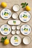 Sezka Life Limon Serisi 14 Parça Seramik Kahvaltı Takımı 6 kişilik Kahvaltı Seti Lüx Seramik thumbnail 1