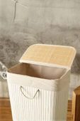 Sezka Life Çamaşır Sepeti Beyaz Hasır Çamaşır Sepeti 30x40x60 thumbnail 3