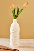 Akkoyunlu home Dalgalı Dekoratif Pinterest Vazo Seramik Şık Dekorasyon Vazo Seti (Beyaz) 24 cm thumbnail 1