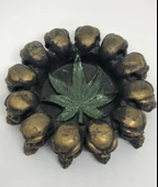 LEBRONEskitme Altın Renk Kuru kafalı içi  Yapraklı Dekoratif Küllük Biblosu thumbnail 1