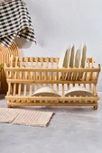 Sezka Life Bambu Bulaşıklık Tabaklık 2 Katlı Katlanabilir Tabaklık Orrta Boy(40 cm x 33 cm x 3.3cm) thumbnail 2