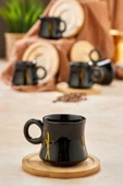 Akkoyunlu home Ahşap Altlıklı Siyah Kahve Fincanı Takımı 6 Kişilik Türk Kahvesi Fincan Seti 12 Parça thumbnail 6