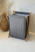 Akkoyunlu home Bambu Katlanır Kirli Çamaşır Sepeti Gri 34x42x58 cm thumbnail 3
