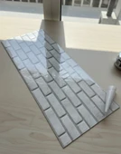 (6 Adet) Kendinden Yapışkanlı Dekoratif Esnek Köpük Beyaz Pvc Mermer Panel 60x30 (0,18 m²) Mutfak Banyo WC thumbnail 2