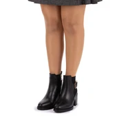 Kadın Hakiki Deri 7 cm Topuklu El Yapımı Tokalı Şık Günlük Bot – Siyah Cilt / Taba Süet thumbnail 5