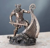 Veronese Design İskandinav Savaşçı Viking Gemi Üzerinde Heykel thumbnail 4