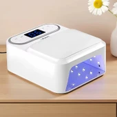 T9 Deri Yüzeyli Manikür Tırnak Kurutucu UV Led Lamba Protez Tırnak Lambası Beyaz 48W thumbnail 1