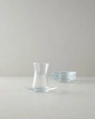 English Home Fitted Cam 6'Lı Çay Tabağı Şeffaf thumbnail 2