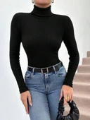 Balıkçı yaka dar kesim kaşkorse kazak siyah w3103 thumbnail 1