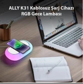 ALLY K31 Kablosuz Şarj Cihazı RGB Gece Lambası thumbnail 2