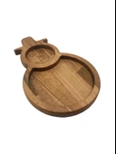 Yılbaşı Sunum Tabağı Noel Kardan Adam Doğal Ahşap Çerez Tabağı(KAYIN / GÜRGEN) Ahşap Rengi AHŞAP - 2 ADET thumbnail 3