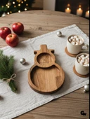 Yılbaşı Sunum Tabağı Noel Kardan Adam Doğal Ahşap Çerez Tabağı(KAYIN / GÜRGEN) Ahşap Rengi AHŞAP - 2 ADET thumbnail 2