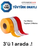 TÜVTÜRK Onaylı 3’lü Reflektif Şerit Seti – Sarı + Beyaz + Kırmızı (Toplam 3 Metre) thumbnail 1