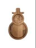 Yılbaşı Sunum Tabağı Noel Kardan Adam Doğal Ahşap Çerez Tabağı(KAYIN / GÜRGEN) Ahşap Rengi AHŞAP - 2 ADET thumbnail 4