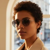 Daniel Klein DK3263-1 Degrade Siyah Metalik Smoke Frame Yuvarlak Oval Polarize Camlı Unisex Güneş Gözlüğü thumbnail 3