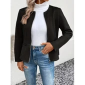 Lucky Life Kadın Uzun Kollu Yuvarlak Yaka önden Fermuarlı Süet Ceket thumbnail 2