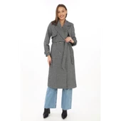 Balık Sırtı Kaşmir Uzun Kaşe Kaban - Füme thumbnail 3