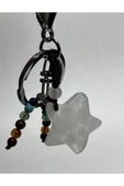 gemsartdeco KRİSTAL KUVARS DOĞALTAŞ ENERJİ YÜKSELTİCİ ANAHTARLIK CHARM YILDIZ thumbnail 1