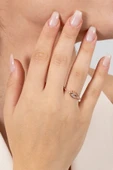 925 ayar gümüş yüzük rose zirkon taşlı kirpikli göz modeli ayarlamalı yüzük SGTL13129ROSE thumbnail 2