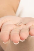 925 ayar gümüş yüzük rose zirkon taşlı kirpikli göz modeli ayarlamalı yüzük SGTL13129ROSE thumbnail 4