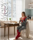 Tavşan Desenli Kışlık Kadın Pijama Takımı thumbnail 2