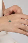 925 ayar gümüş kolye rose yeşil taşlı palmiye kolye SGTL13145ROSE thumbnail 2