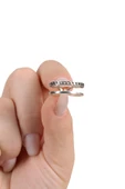 925 ayar gümüş yüzük oksitli çift görünümlü zincir modeli ayarlamalı yüzük SGTL13119SIYAH thumbnail 5